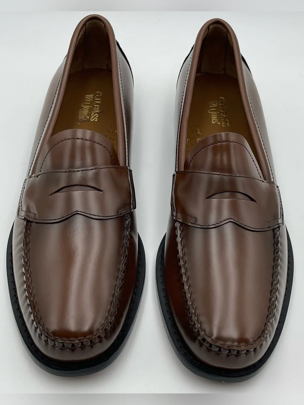 G.H. Bass Men SZ 13D Logan Weejun Cognac Leather Penny Loafers MSRP $195